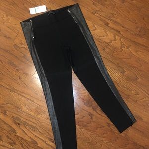 NWT LG Kenneth Cole Blk Pointe Legging w Pleather